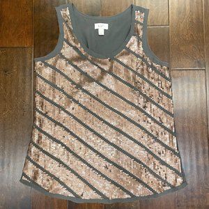 Green & Gold Sequined Tank (LOFT)| Size Large